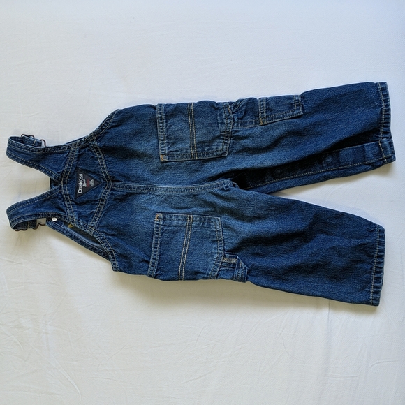 oshkosh b'gosh classic vestbak denim overalls with felted logo 12 months baby - Picture 7 of 8
